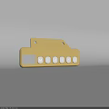 Yellow Device Component Featuring Rectangular Panel Six Buttons And Mounting Holes Design 3d model