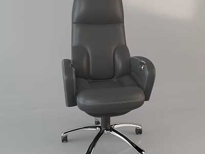 Black Leather Office Chair With High Back Ergonomic Design And Wheeled Metal Base 3d model