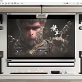Modern Projection Monitoring System With Large Screen Surround Sound Speakers And Warrior Character