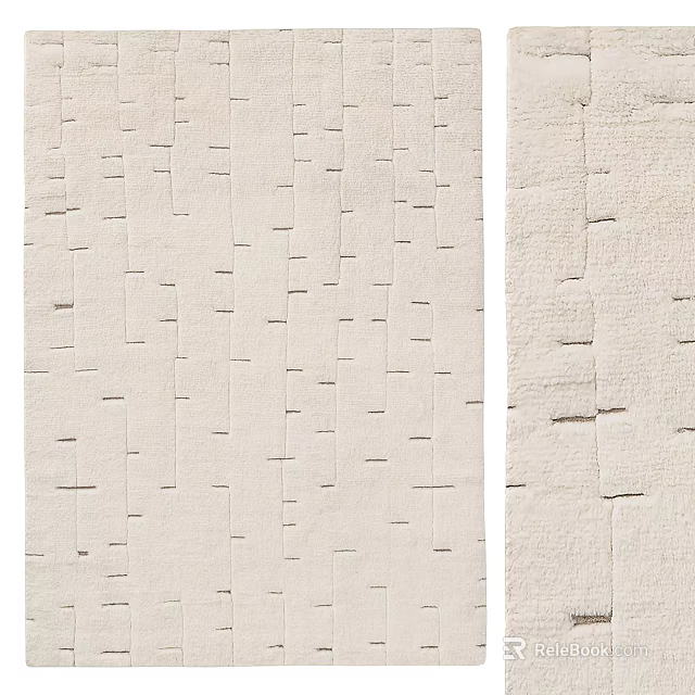 Soft Ivory Square Rug With Woven Textured Patterns For Home Decor Accents 3d model 