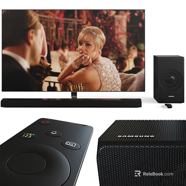 Samsung TV Home Entertainment System With Soundbar And Remote Control 3d model 
