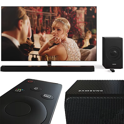 Samsung TV Home Entertainment System With Soundbar And Remote Control 3d model