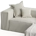 Modern Multi Seater Fabric Sofa With Plush Pillows And Cozy Throw Blanket