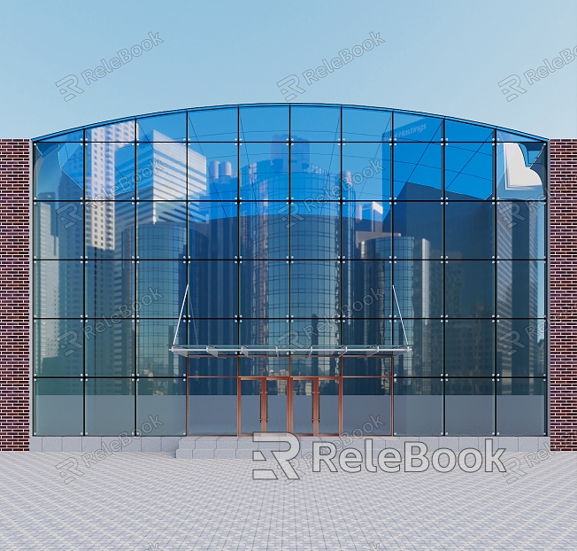 modern glass curtain wall curved glass curtain model