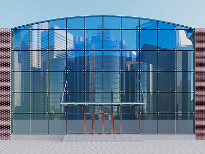 modern glass curtain wall curved glass curtain 3d model