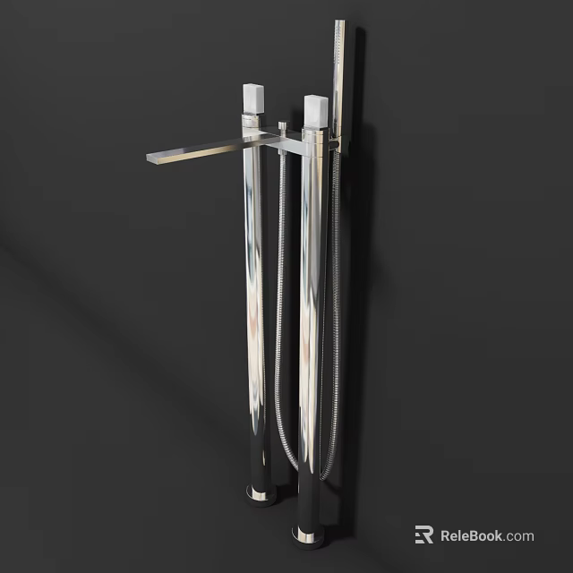 Modern Chrome Faucet with Dual Handles and Sleek Design for Bathroom Vanity Sink 3d model 