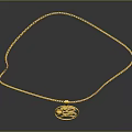 Elegant Gold Necklace With Circular Pendant Featuring Intricate Dragon Design For Women