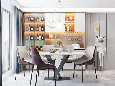 Modern Restaurant Table and Chair Combination 3d model