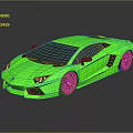 Sleek Green Sports Car With Gold Wheels And Reflective Surface On Dark Background