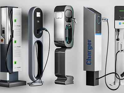 Industrial Electric Vehicle Charger Equipment With Various Modern Designs And Features 3d model