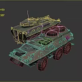 Military Weapons Featuring Armored Combat Vehicle and Tank with Camouflage Design