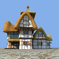 Traditional Detached Villa Featuring Thatched Roof White Brown Exterior Balcony And Tower