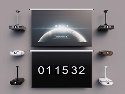Projection Monitoring Setup With Mounted Projectors Projection Screens And Time 3d model