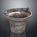 Vintage Metal Bucket With Decorative Handle And Rustic Texture For Household Use