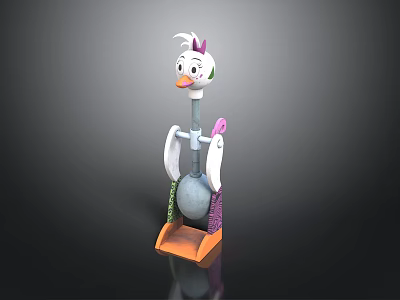 Cute Cartoon Decorative Toy Figure With White Body Purple Accents And Orange Base 3d model
