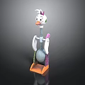 Cute Cartoon Decorative Toy Figure With White Body Purple Accents And Orange Base