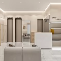 Bright Modern Clothing Store Interior With Fitting Rooms Clothing Racks And Cashier Counter