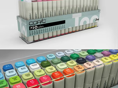 Copic 72 Color Marker Pens Set With Colored Caps And Organized Storage Case 3d model