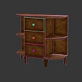 Vintage Wooden Chest of Drawers with Three Drawers Open Shelves and Wooden Legs