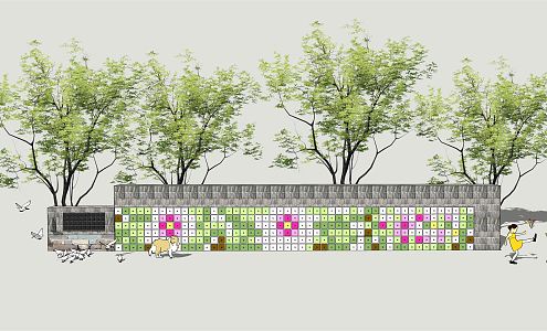 Modern landscape wall landscape wall 3d model