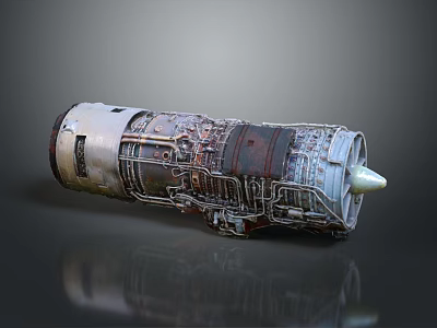 Detailed Aero Engine 3D Model Showcasing Internal Structure Pipes Blades And Mechanical Components 3d model