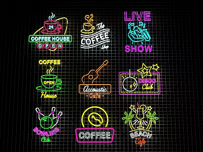 Neon Decorative Lights For Coffee House Live Show And Dance Bar Signs With Multiple Colors 3d model