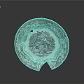 Artistic Silver Carved Plate With Decorative Edge And Scenic Center Design