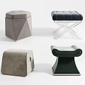 Modern Ottoman Stools with Various Designs and Velvet Leather Upholstery for Home Decor