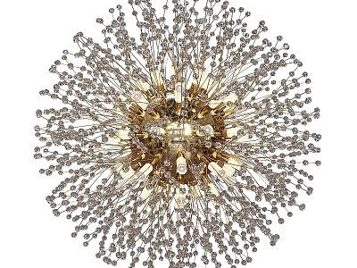 Modern Luxury Crystal Chandelier With Golden Metal Frame And Starburst Design 3d model
