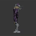 Purple Biomechanical Mech Character Design With Humanoid Form Metallic Armor And Golden Accents