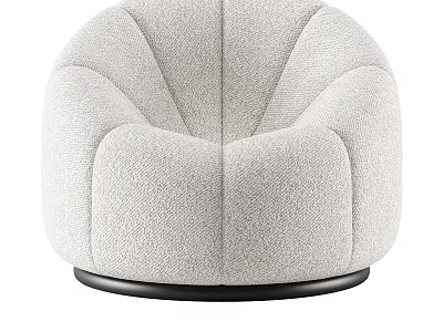 Light Gray Plush Fabric Single Sofa With Curved Backrest And Round Base 3d model