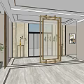Modern Reception Area Interior With Sofa Decorative Wall Circular Decorations And Plant