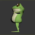 Cute Green Frog Doll Standing With White Belly Big Eyes And Arms Outstretched