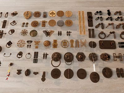 Chinese Handle Lock Door Lock Handle Ring Beast 3d model