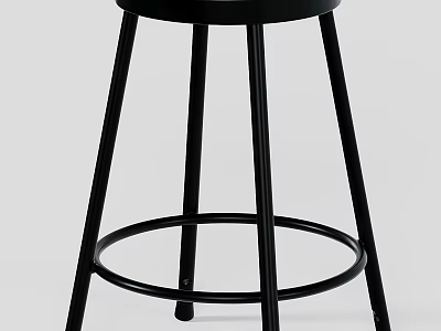 Sleek Minimalist Black Metal Bar Stool With Sturdy Tapered Legs And Round Footrest For Daily Use 3d model