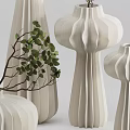 Minimalist White Textured Vases With Sculptural Shapes And Green Eucalyptus Foliage For Home Interior