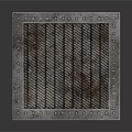 Rustic Metal Cube Structure with Grid Pattern Surface Design on Dark Reflective Background 3d model