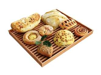 Food Bread Cake Tray 3d model