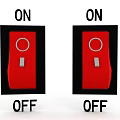 Red Switch Panel With ON OFF Labels And Black Frame Design