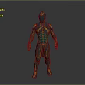 Futuristic Humanoid Character In Teal And Gold Bio Mechanical Armor With Detailed Patterns