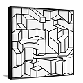 Modern Abstract Black and White Geometric Pattern Artwork Hanging on White Wall