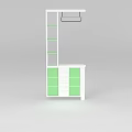 Tech Exhibition Hall Modern White Green Display Cabinet With Multiple Shelves And Drawers