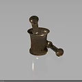 Copper Mortar and Pestle Grinding Fresh Herbal Plants on Black Background