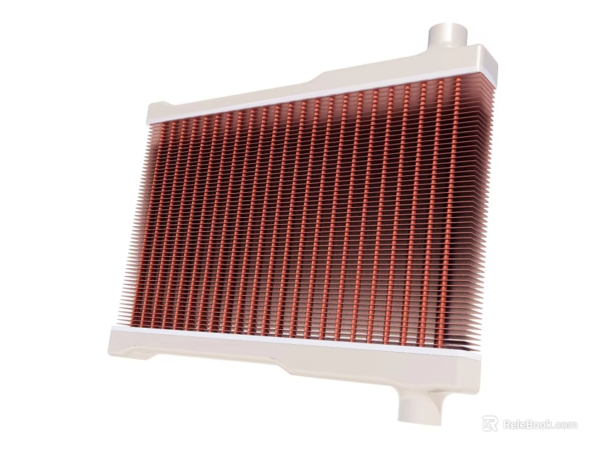 High Performance Automotive Radiator With White Frame Red Fins Cooling Component 3d model 