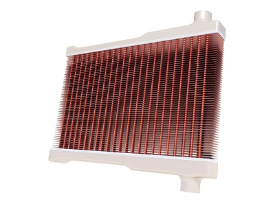 High Performance Automotive Radiator With White Frame Red Fins Cooling Component 3d model