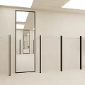 Modern Clothing Store Interior With Minimalist Design Metal Racks And Large Mirror