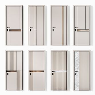 Modern swing door wooden door single door minimalist door bedroom door 3d model