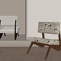 Light And Patterned Accent Chairs With Wooden Legs In Modern Interior Shadow Patterns 3d model