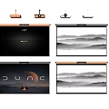 Projection Monitoring System With Multiple Screens Displaying City Night Dune And Mountain Scenes