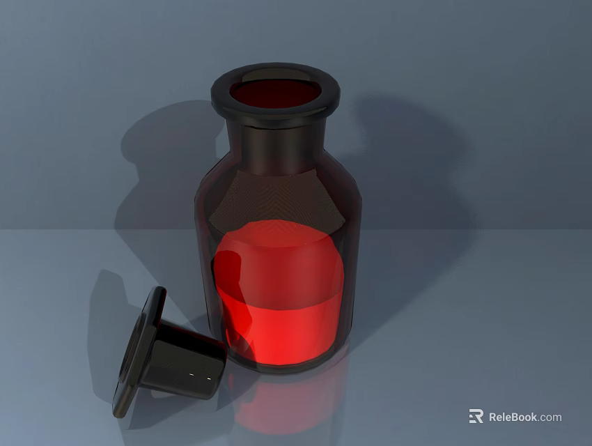 Industrial Equipment Storage Container With Dark Vessel Red Liquid Inside And Black Sealing Cap 3d model 